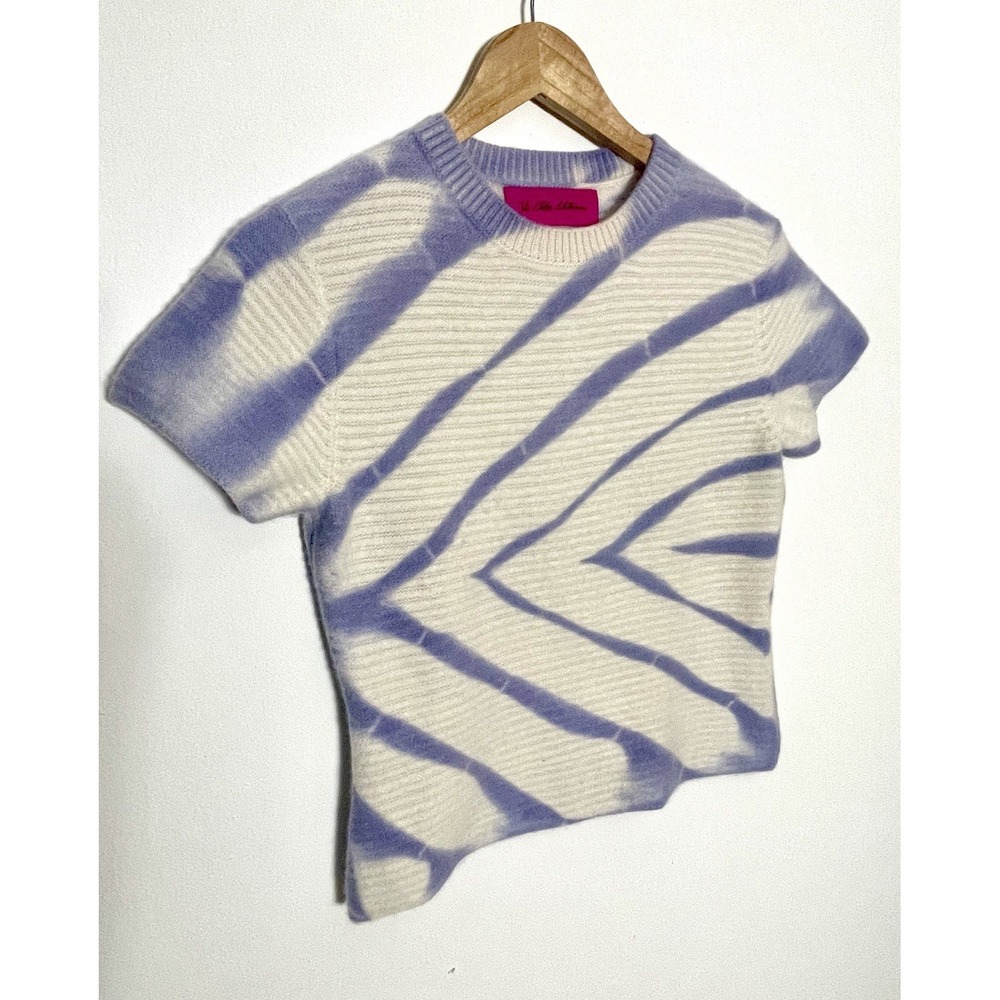 THE ELDER STATESMAN Bermuda Ivory & Blue Cashmere T-Shirt Luxury Handspun S - Picture 2 of 14